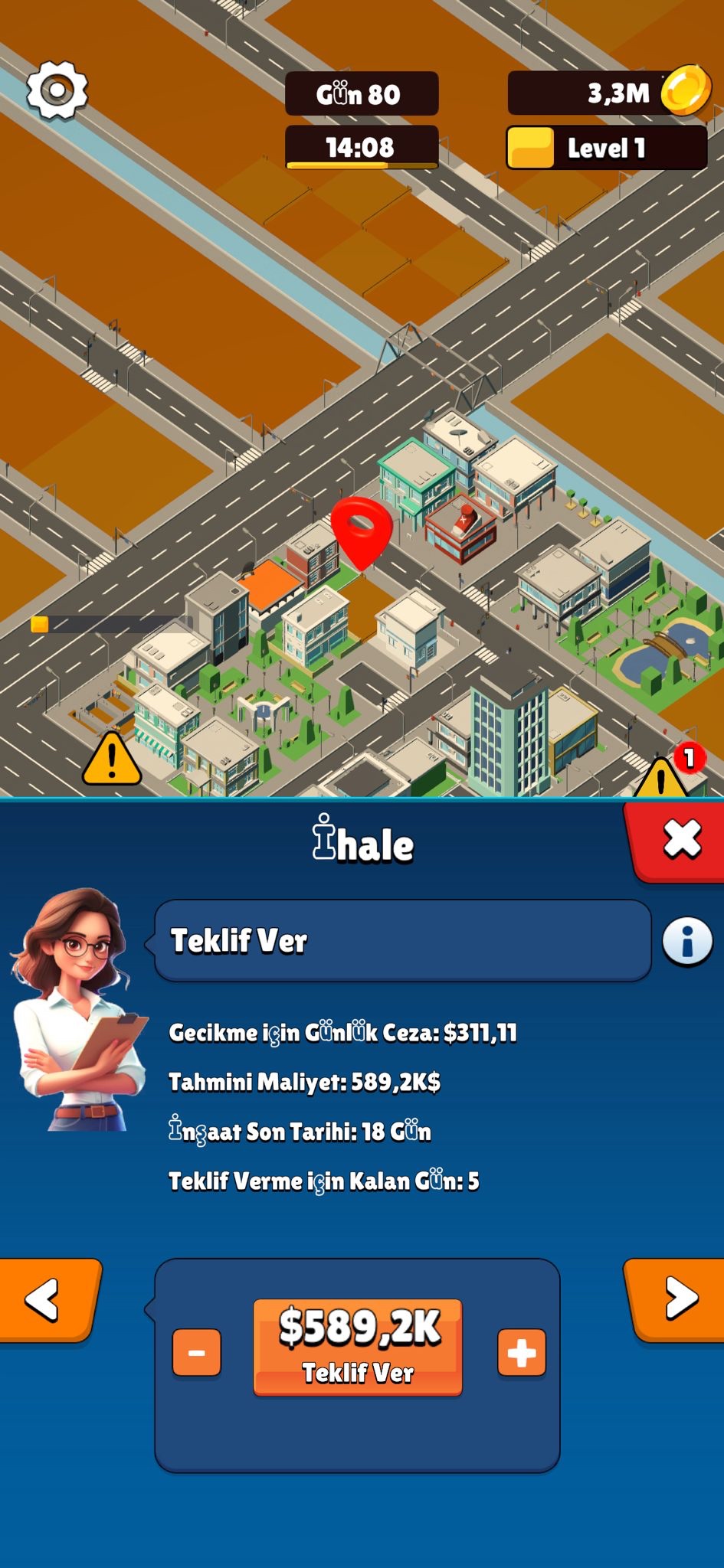 İhale ve teklif ekranı